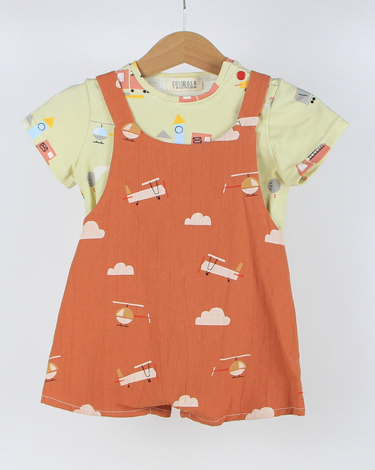 Set mini salopette e T-shirt - Si vola!
